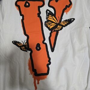 Mens Medium White and Orange Vlone/juiceworld Collab Tee